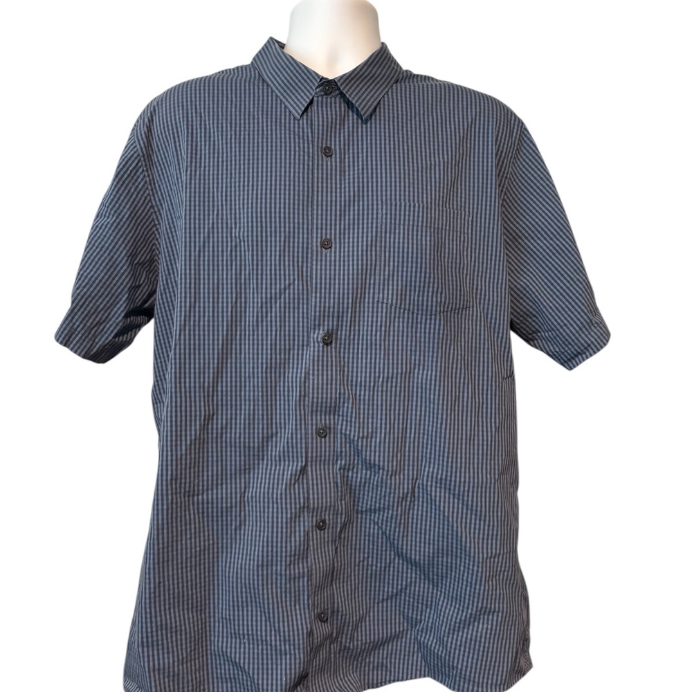 Travis Mathew Men’s Short Sleeve Blue Plaid Button Up Shirt XXL
